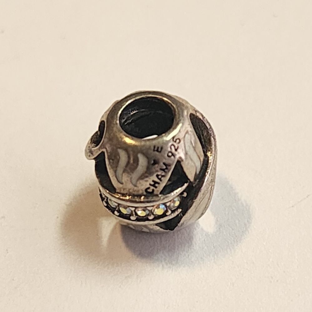 Chamilia 925 Sterling Silver AB Crystal Enamel Infinity 2012 Collectors Charm